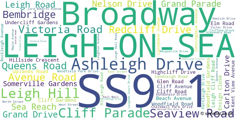 A word cloud for the SS9 1 postcode